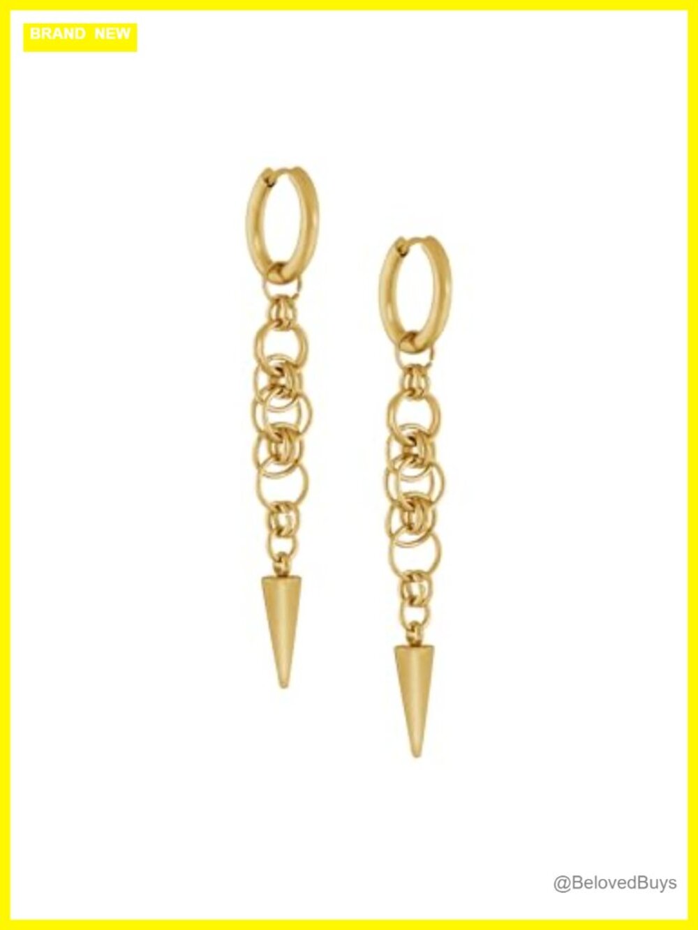 Spike Chain Hoop Earrings Stainless Steel Gothic Punk Grunge
